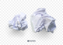 Crumpled Paper Ball. Isolated On Transparent Background. Vector Illustration For Businnes Concept, Banner, Web Site And Other