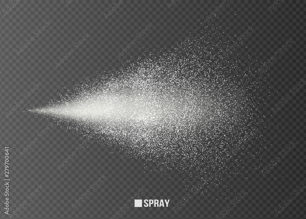 Airy water spray.Mist.Sprayer fog isolated on black transparent background. Airy spray and water hazy mist clean illustration.Vector for your design, advertising, brochures and rest - obrazy, fototapety, plakaty 