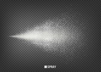 Airy water spray.Mist.Sprayer fog isolated on black transparent background. Airy spray and water hazy mist clean illustration.Vector for your design, advertising, brochures and rest