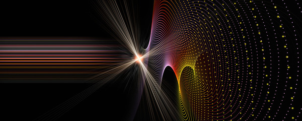 Wall Mural - futuristic particle panorama background design illustration with stripes and light