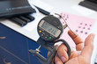measuring  rubber thickness test plate in laboratory