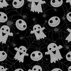 Wall Mural - Abstract seamless halloween pattern for girls or boys. Creative vector pattern with ghost, cloud boo. Funny ghost wallpaper for textile and fabric. Fashion halloween style. Colorful ghost picture