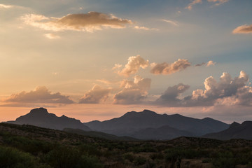 Wall Mural - landscape view of big bend national park during the sunset in texas.
