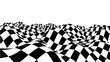 © Vadym - Optical illusion wave. Chess waves board. Abstract 3d black and white illusions. Horizontal lines stripes pattern or background with wavy distortion effect. Vector illustration.
