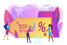 Customer Attraction Marketing. Shopping Sale. Rewards Scheme. Markdown Program, Promotional Discount Program, Lowest Price Guarantee Concept. Bright Vibrant Violet Vector Isolated Illustration