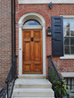 Front door of old American colonial style townhouse