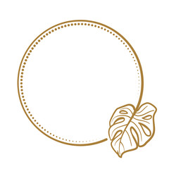 Wall Mural - vector round dotted frame with monstera leaf decoration