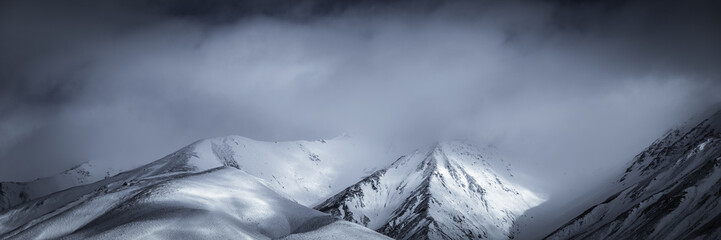 Wall Mural - snow covered mountains landscape, new zealand