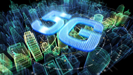 Poster - Futuristic holographic 5G digital wireless high speed fifth innovative generation for cellular network connectivity, high speed Internet broadband network
