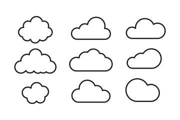 Wall Mural - set of flat stroke clouds. weather isolated symbols. collection summer clouds in trendy flat design.