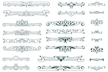 Wall Mural - Set of floral and plant tribal tattoos. Vector vignette for labels, sticker and other design.