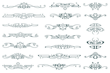 Wall Mural - Set of floral and plant tribal tattoos. Vector vignette for labels, sticker and other design.