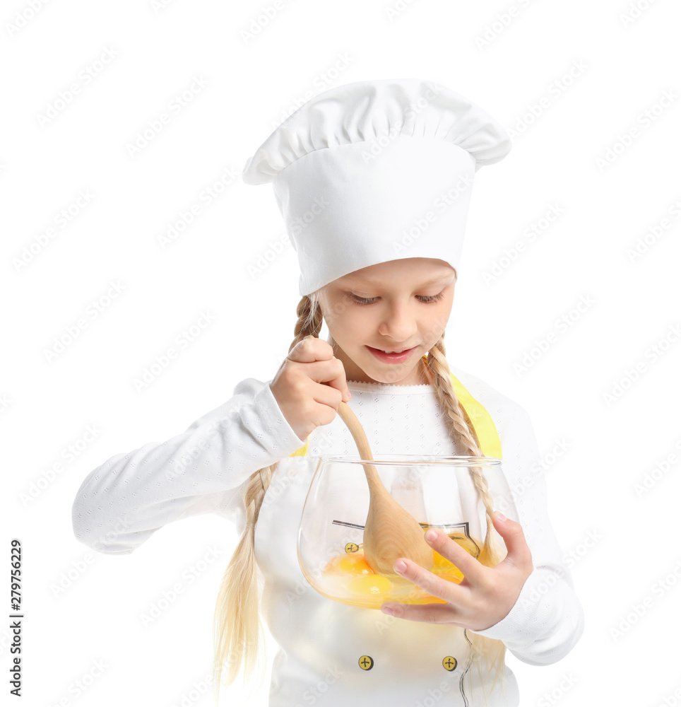 Cute little chef on white background