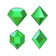 Poster - Green crystal and gemstones line icon template color editable. Diamond symbol vector sign isolated on white background. Sympel logo vector illustration for graphic and web design