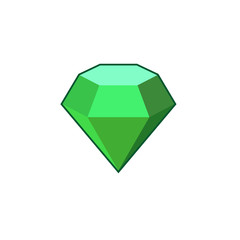 Poster - Green crystal and gemstones line icon template color editable. Diamond symbol vector sign isolated on white background. Sympel logo vector illustration for graphic and web design