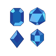 Poster - Blue crystal and gemstones line icon template color editable. Diamond symbol vector sign isolated on white background. Sympel logo vector illustration for graphic and web design