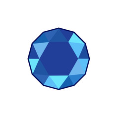 Poster - Blue crystal and gemstones line icon template color editable. Diamond symbol vector sign isolated on white background. Sympel logo vector illustration for graphic and web design