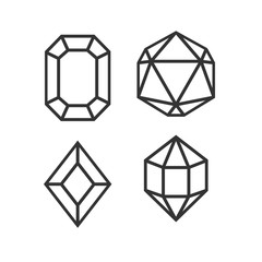 Poster - Crystal and gemstones line icon template color editable. Diamond symbol vector sign isolated on white background. Sympel logo vector illustration for graphic and web design
