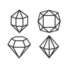 Poster - Crystal and gemstones line icon template color editable. Diamond symbol vector sign isolated on white background. Sympel logo vector illustration for graphic and web design