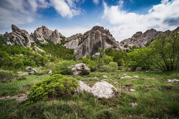 Rocky mountains panorama in Bojinac Paklenica