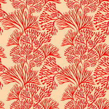 Seamless Pattern With Marine Plants. Corals And Algae. Watercolor Pattern. Suitable For Textile Design, Paper, Wedding Decor.