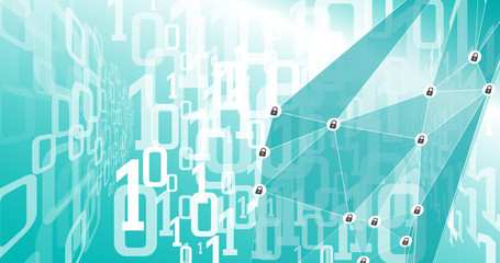 Wall Mural - cyberattack information technology, padlocks and binary code