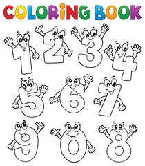 Poster - Coloring book cartoon numbers set 2