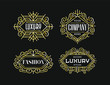 © AhmadRamzi - Beautiful Set Vintage Ornament Golden Exclusive Line Art Minimalist Badges Luxury Label Design Elements