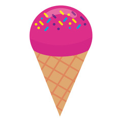 Sticker - sweet cone ice cream on white background