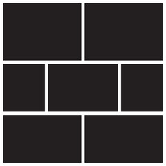 Vector mood board of seven frames. Photo collage templates.