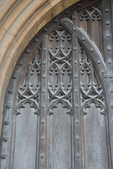 Wall Mural - Wooden Door, Gloucester Cathedral; England