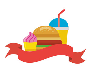 Poster - fast food burger soda ice cream