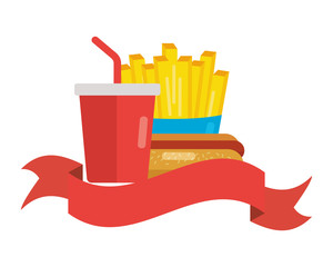 Wall Mural - fast food hot dog soda french fries