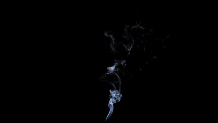 Wall Mural - thin flexible trickle of smoke. graceful bends of the blue smoke. natural colorful smoke rises up an
