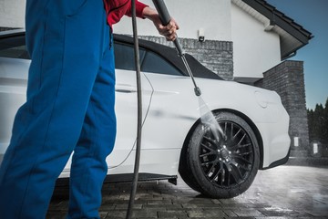 Canvas Print - Pressure Washer Car Cleaning