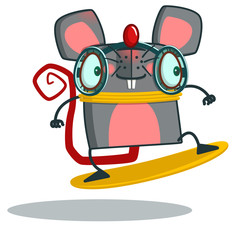 Wall Mural - vector illustration for a rat as a snowboard player