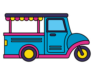 Wall Mural - food truck on white background