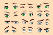© our_Vector - Man's and woman's emotions isolated vector eyes and eyebrows silhouette, face parts.