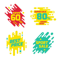 Wall Mural - collection sale sticker dynamic wavy fоrm with irregular parallel rounded lines. isolated on white b