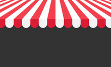 Store Striped Awning Background On The Black Background. Vector Illustration.