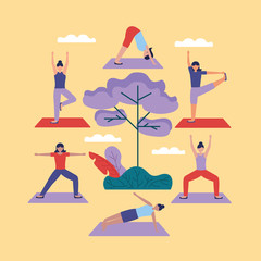 Sticker - yoga outdoor flat design image