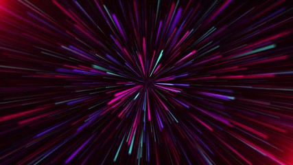 Wall Mural - Abstract universe background with creativity Warp into other galaxies The speed of light, neon light glows in many colors. In motion or beautiful fireworks Moving through the stars Seamless loop