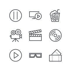Poster - Set of Cinema Icon Related Vector Line. Contains such Icons as Movie Clip, Popcorn, Tickets, Film, video, shooting, editing and more.