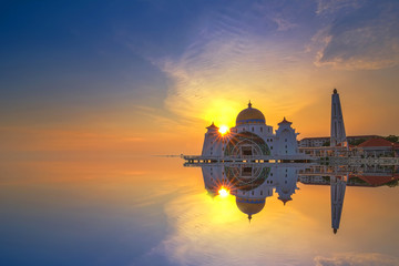 Wall Mural - Malacca Straits Mosque ( Masjid Selat Melaka), It is a mosque located on the man-made Malacca Island near Malacca Town, Malaysia