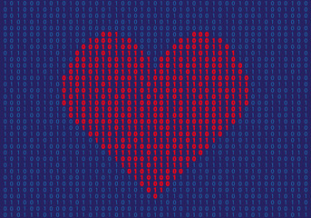 Heart shape made of binary numbers. tech love concept Vector Illustration EPS 10