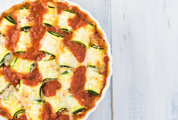 Wall Mural - Zucchini rollups with cheese in marinara sauce.