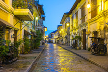 Calle Crisologo At Dawn, Vigan City, Ilocos Sur, Ilocos Region, Philippines