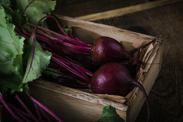 Wall Mural - Fresh beetroots on rustic table