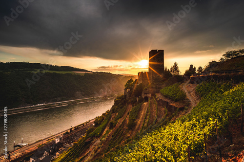 Photographie Sonnenuntergang im Mittelrheintal bei Kaub