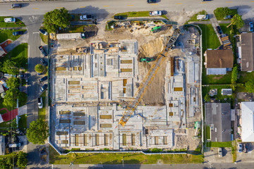 aerial overhead shot of a school under construction in hallandale florida